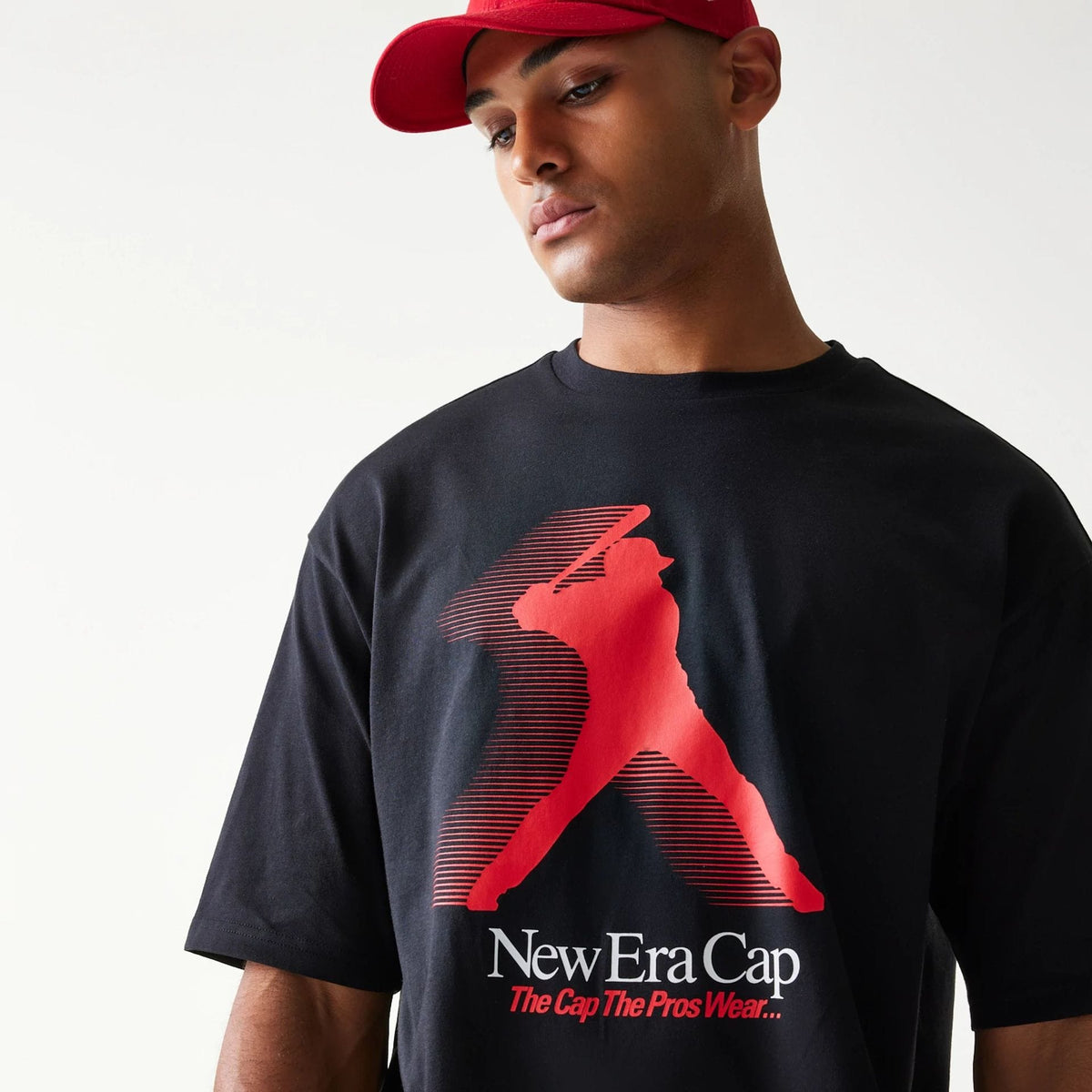 New Era Baseball Player Graphic Black Oversized T-Shirt-kentox