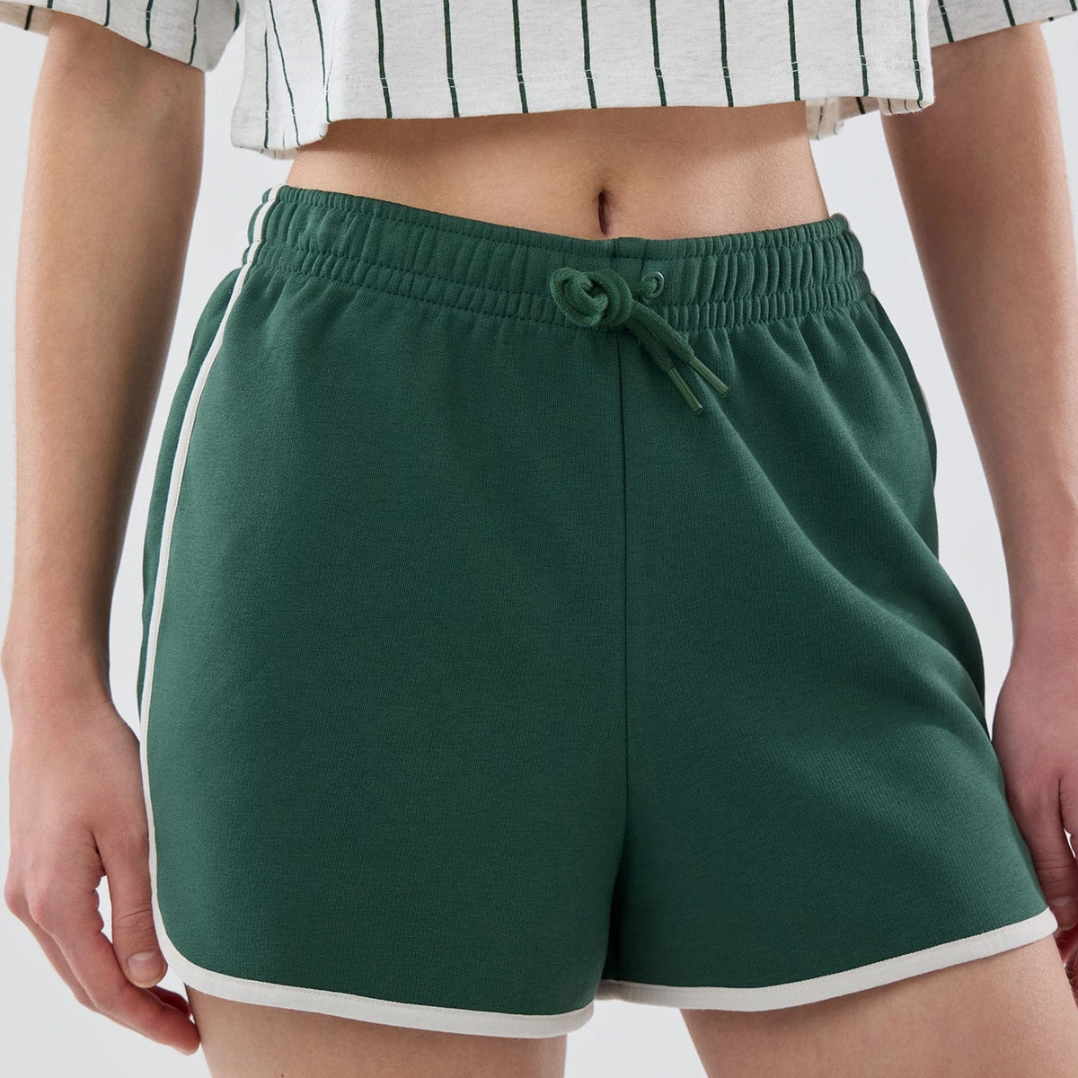 Womens New Era Dark Green Track Shorts-kentox