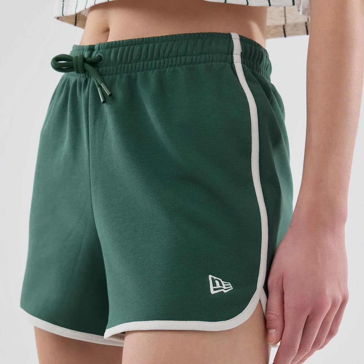 Womens New Era Dark Green Track Shorts-kentox