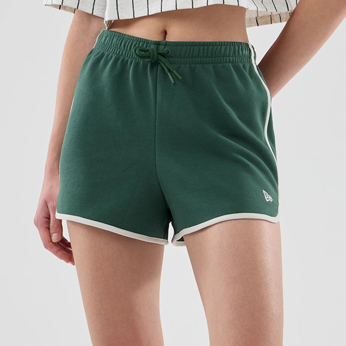 Womens New Era Dark Green Track Shorts-kentox