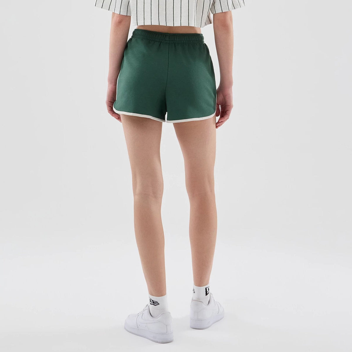 Womens New Era Dark Green Track Shorts-kentox