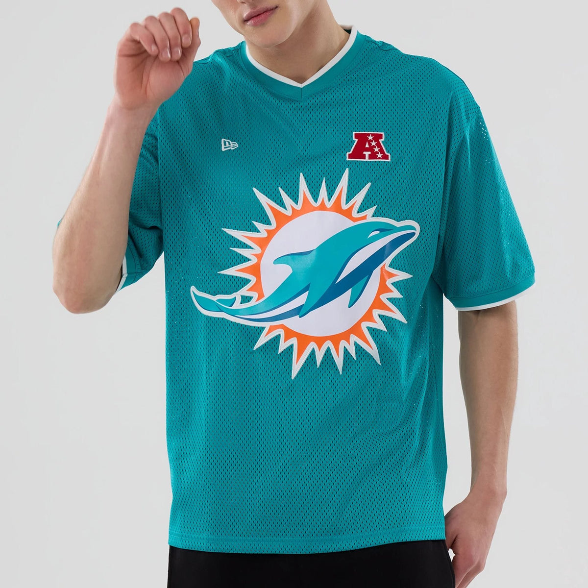 Miami Dolphins NFL Mesh Turquoise Oversized T-Shirt-kentox