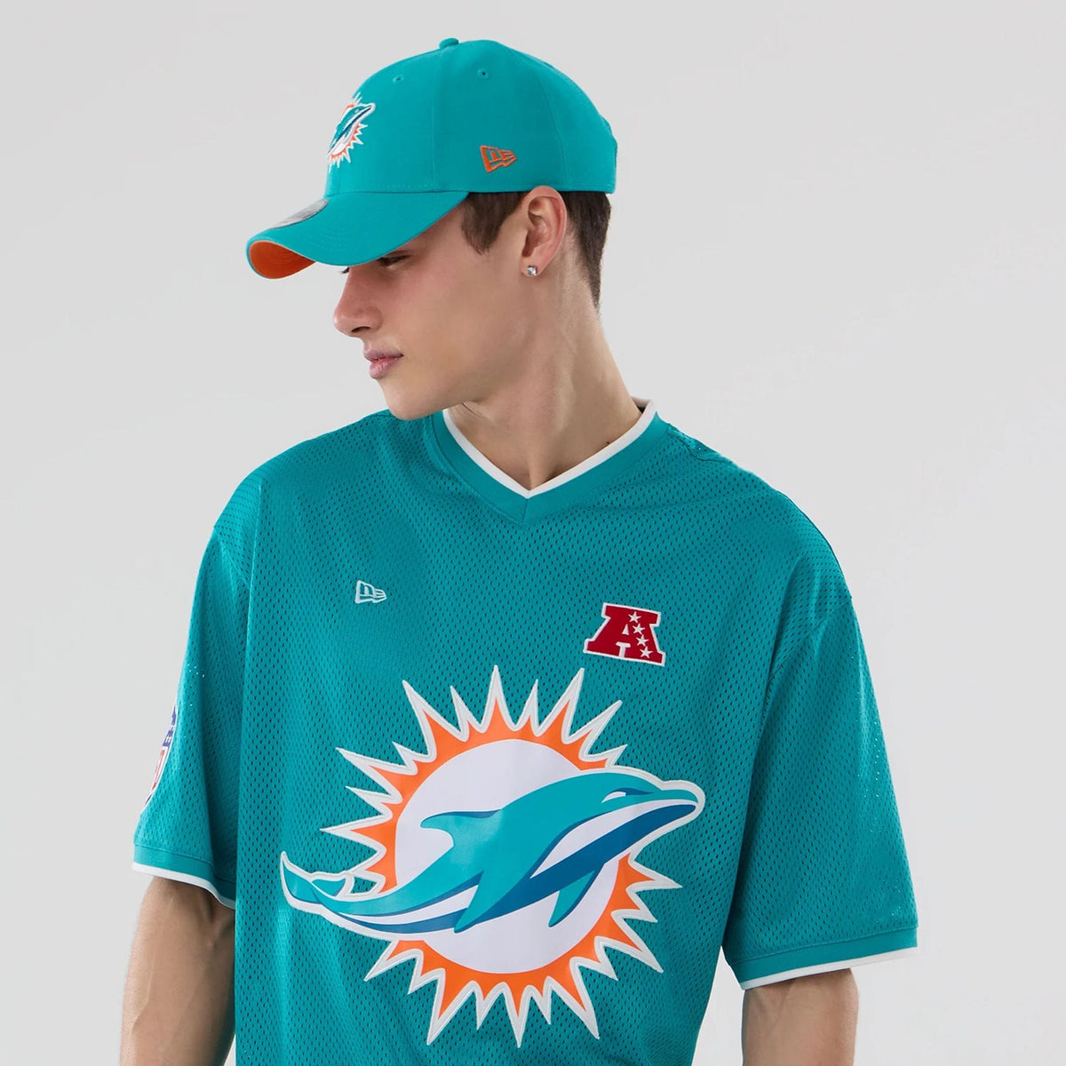 Miami Dolphins NFL Mesh Turquoise Oversized T-Shirt-kentox