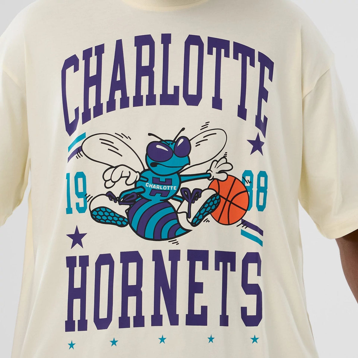 Charlotte Hornets NBA Hardwood Classic Cream T-Shirt-kentox