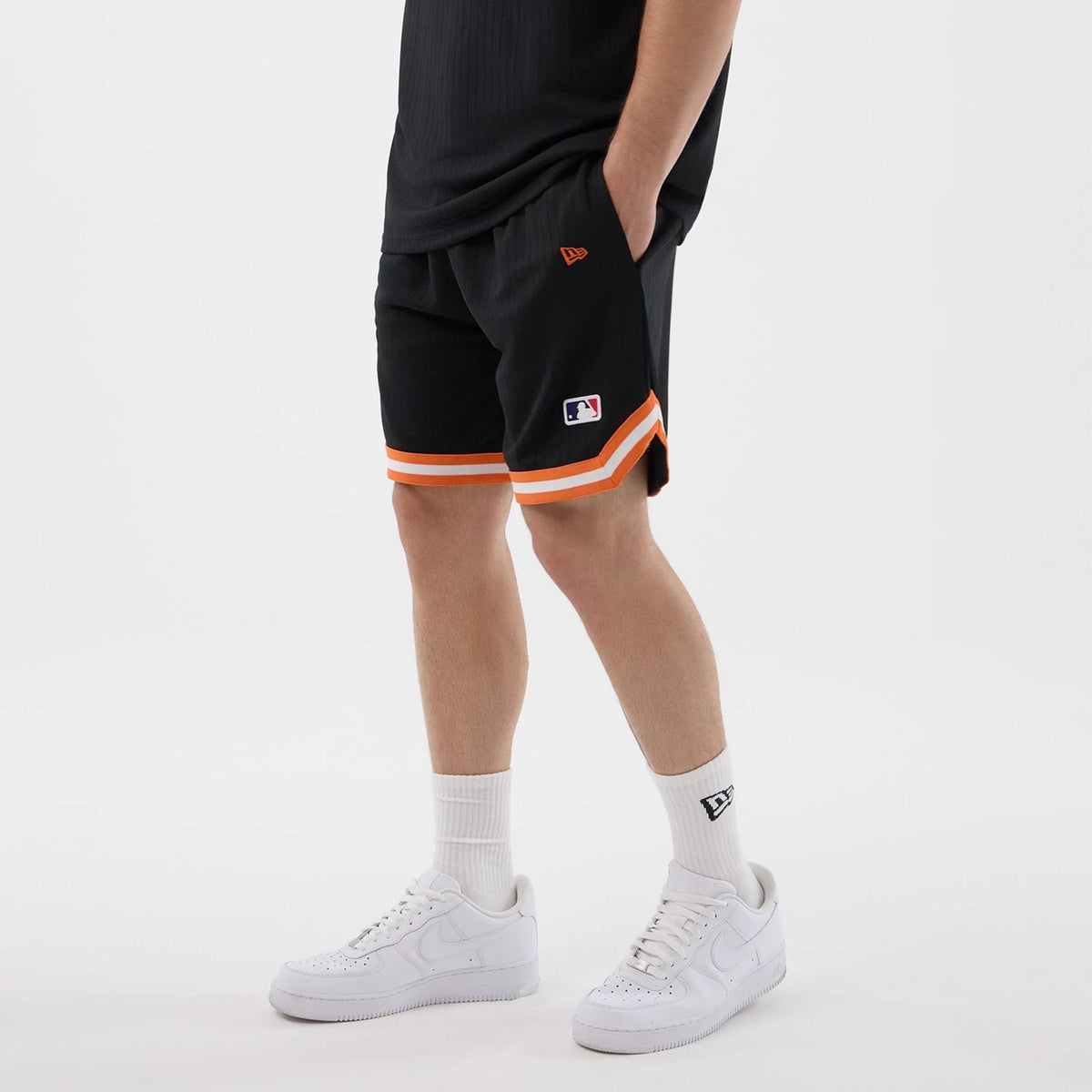 New York Mets MLB Arch Black Oversized Shorts-kentox