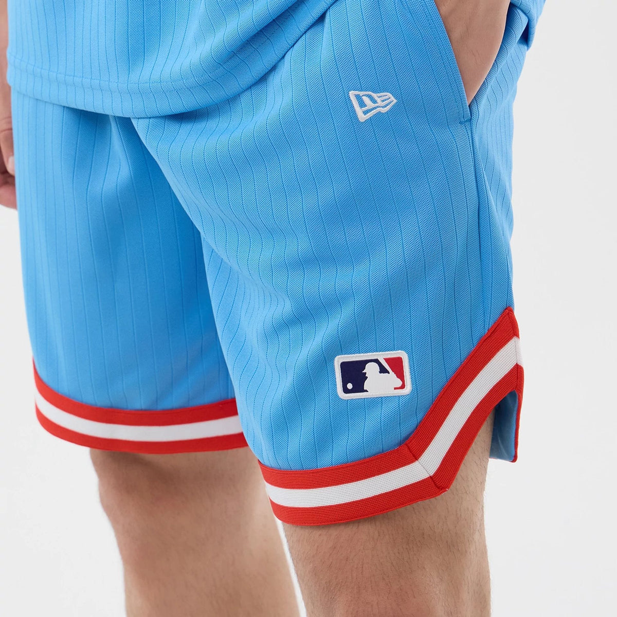 New York Yankees MLB Arch Pastel Blue Oversized Shorts-kentox