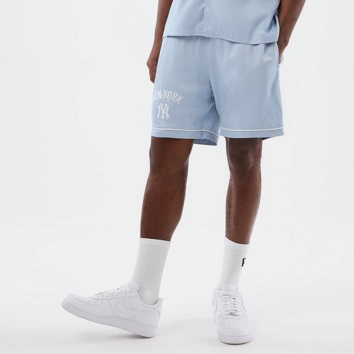 New York Yankees MLB Woven Pastel Blue Shorts-kentox