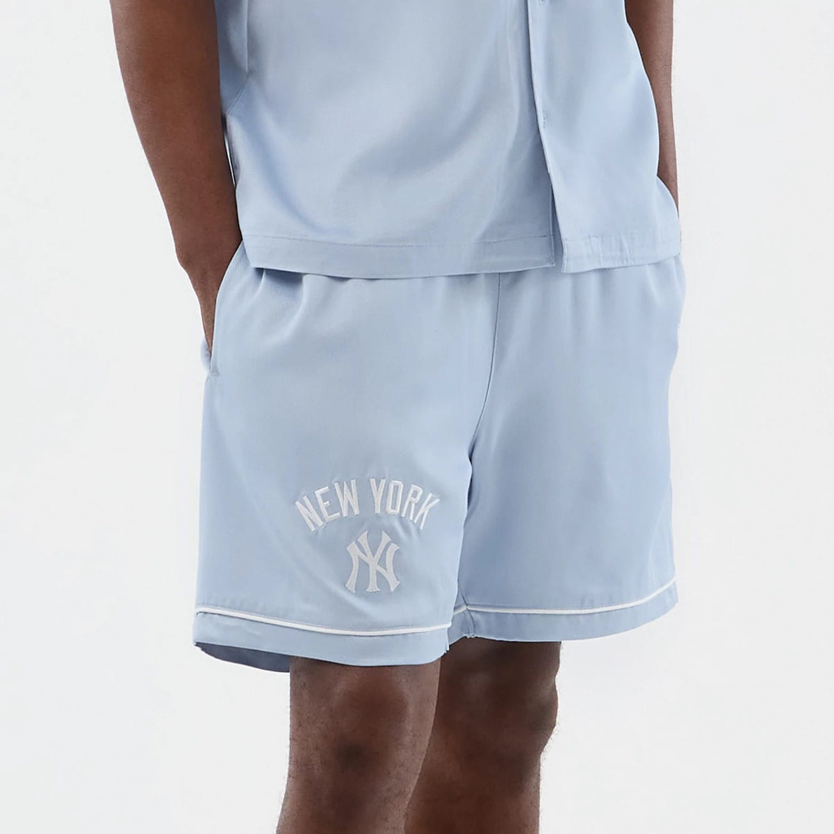 New York Yankees MLB Woven Pastel Blue Shorts-kentox