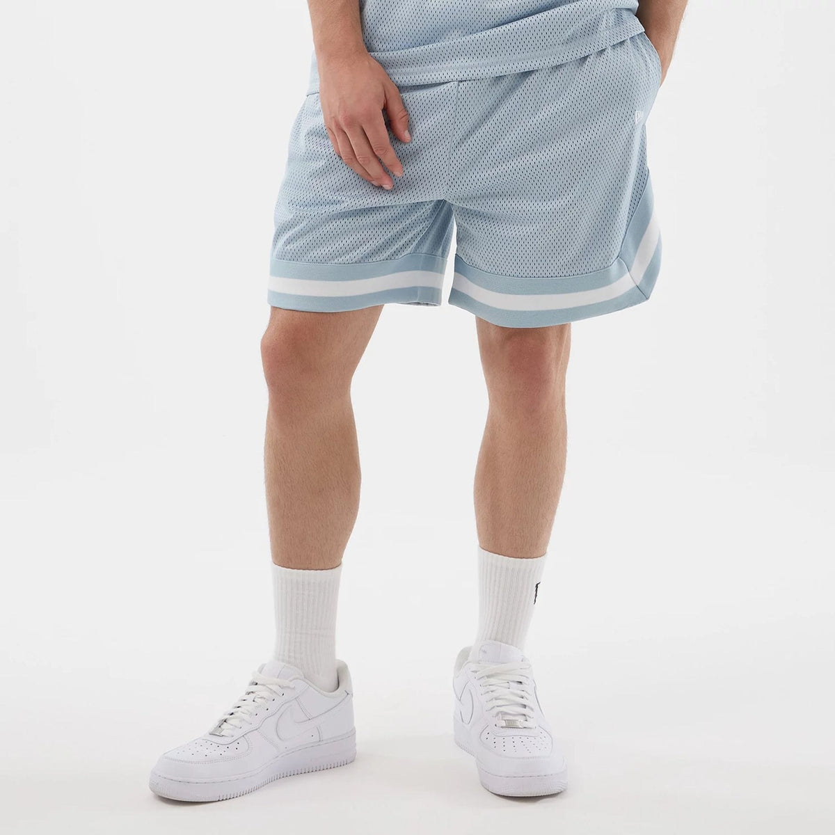 New Era Mesh Pastel Blue Oversized Shorts-kentox