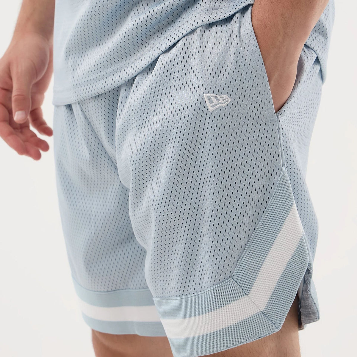 New Era Mesh Pastel Blue Oversized Shorts-kentox