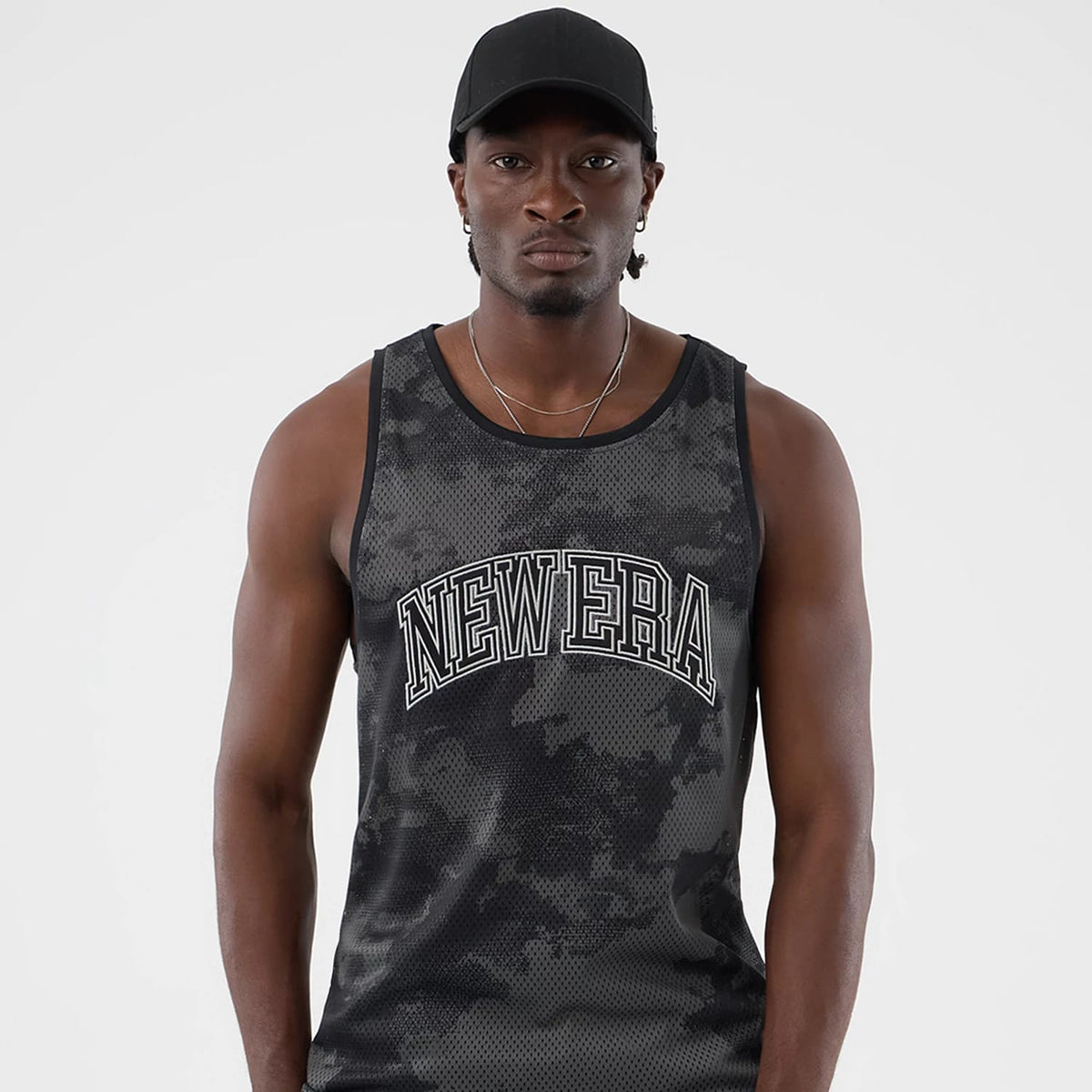 New Era All Over Print Black Camo Mesh Tank Top-kentox