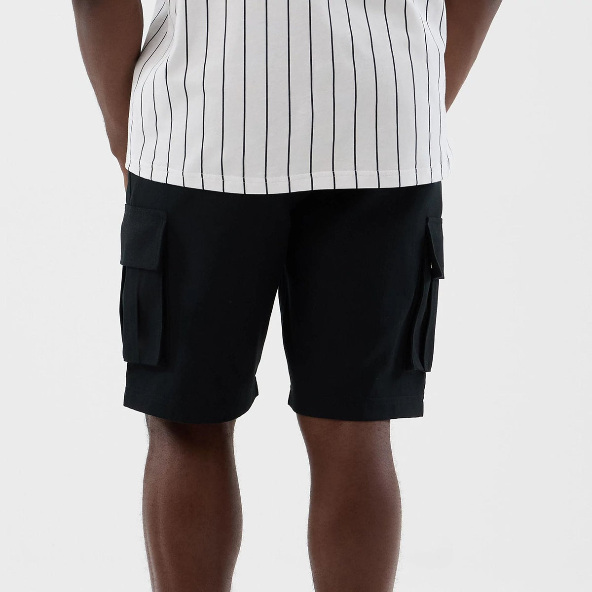 New Era Black Cargo Shorts-kentox
