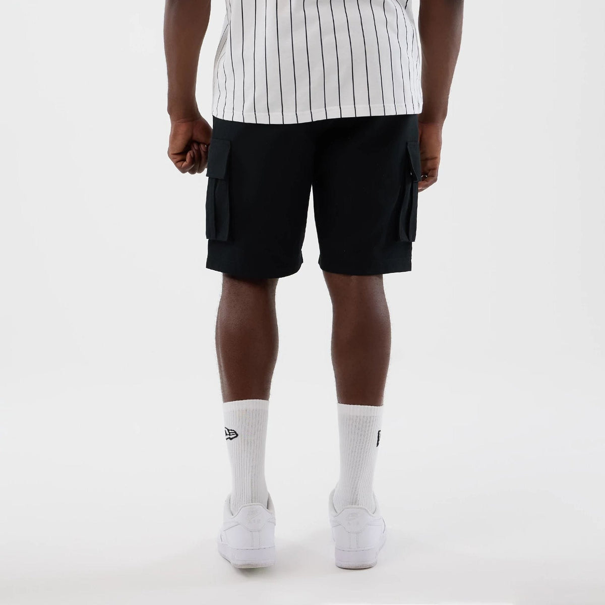 New Era Black Cargo Shorts-kentox