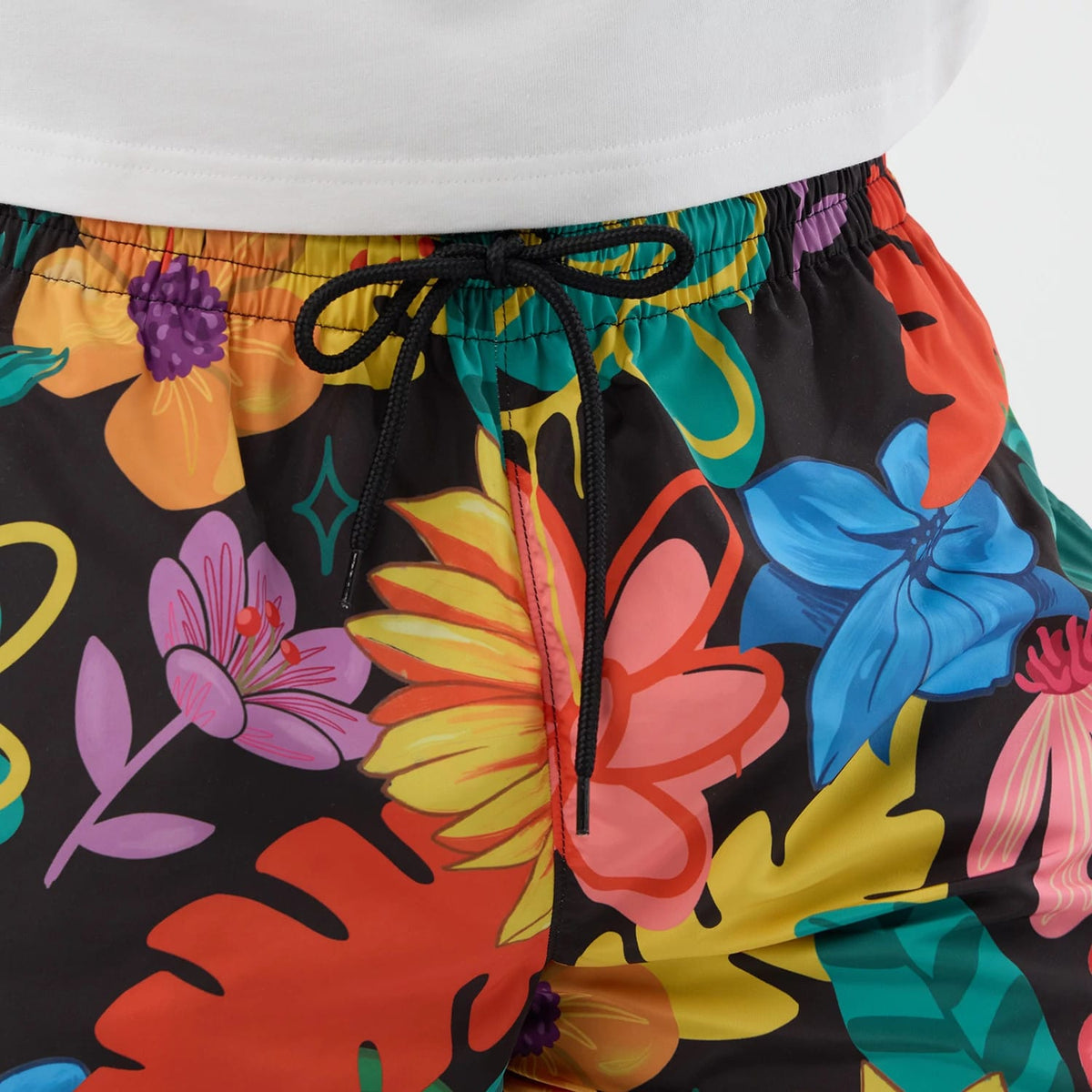 New Era Floral Black Swimming Shorts-kentox