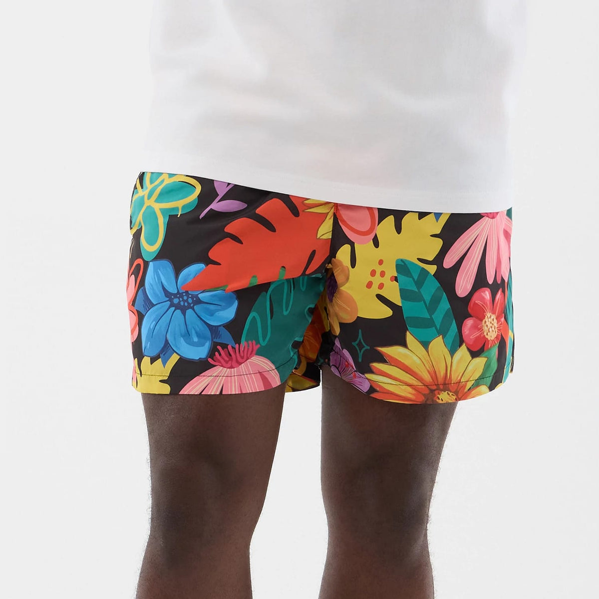 New Era Floral Black Swimming Shorts-kentox