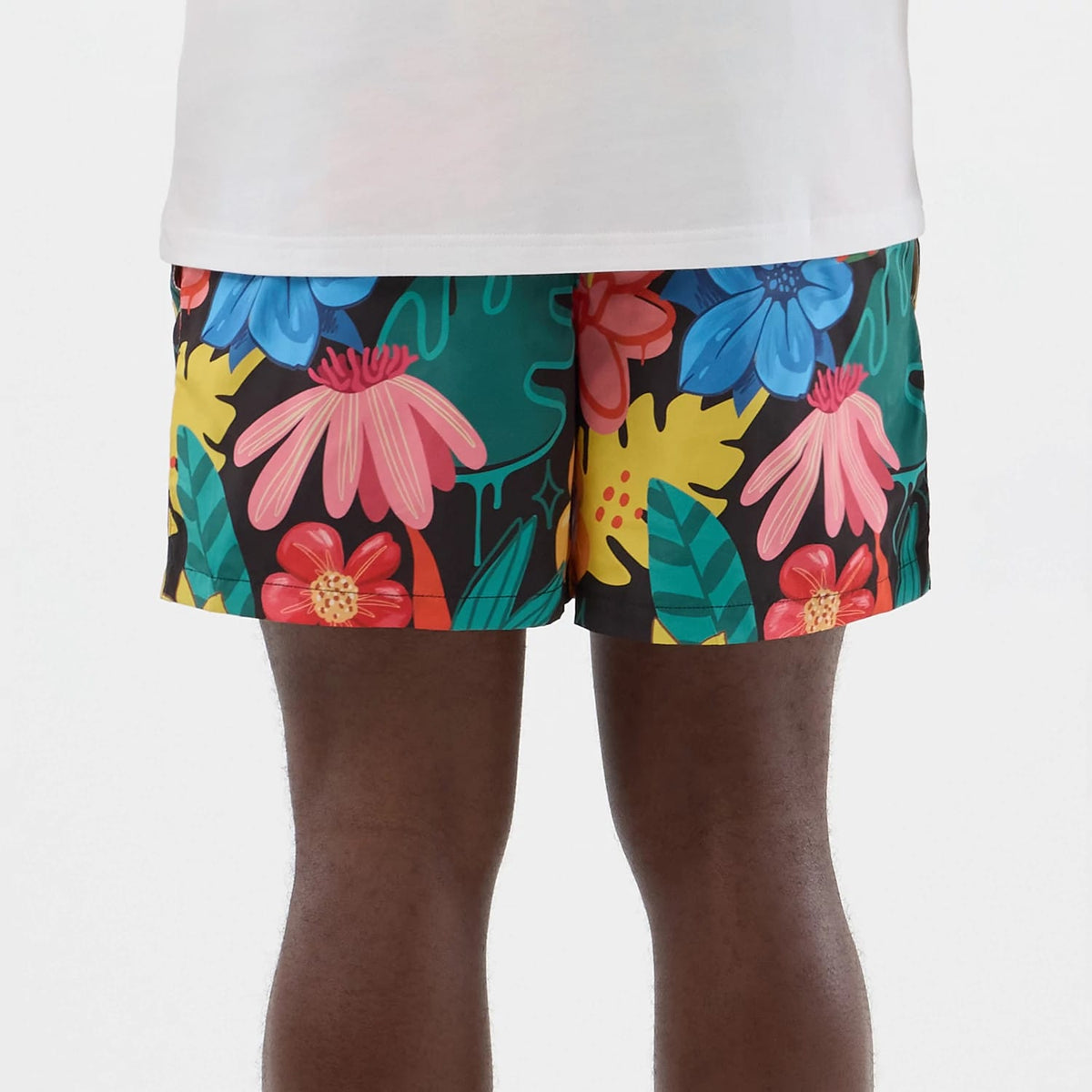 New Era Floral Black Swimming Shorts-kentox