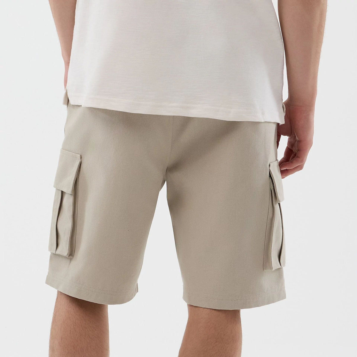 New Era Light Beige Cargo Shorts-kentox