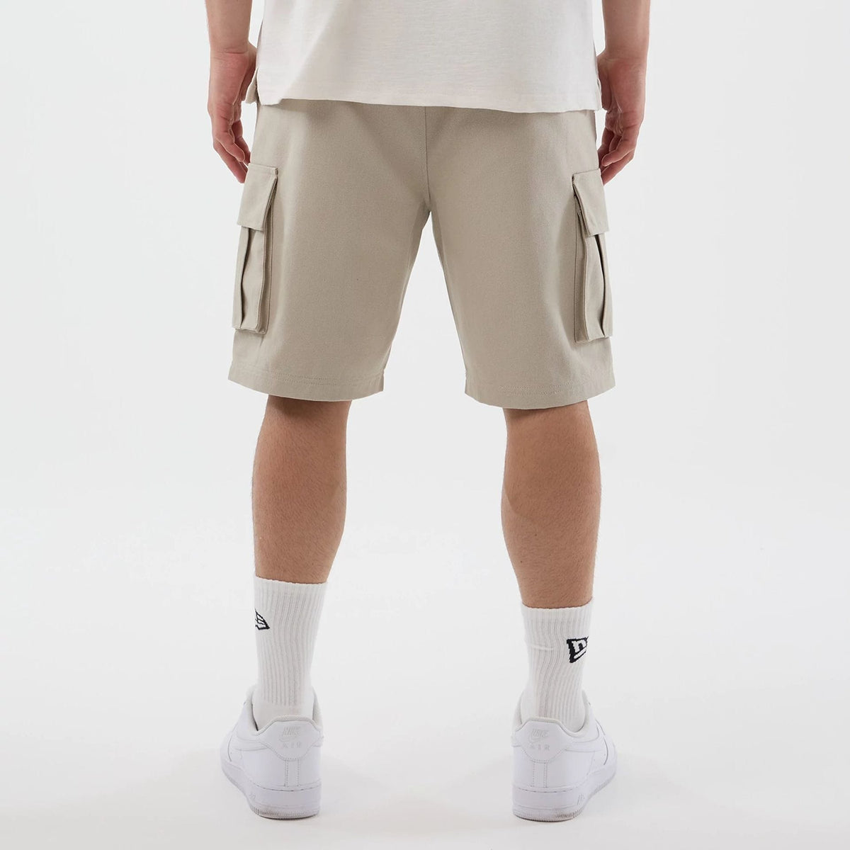 New Era Light Beige Cargo Shorts-kentox