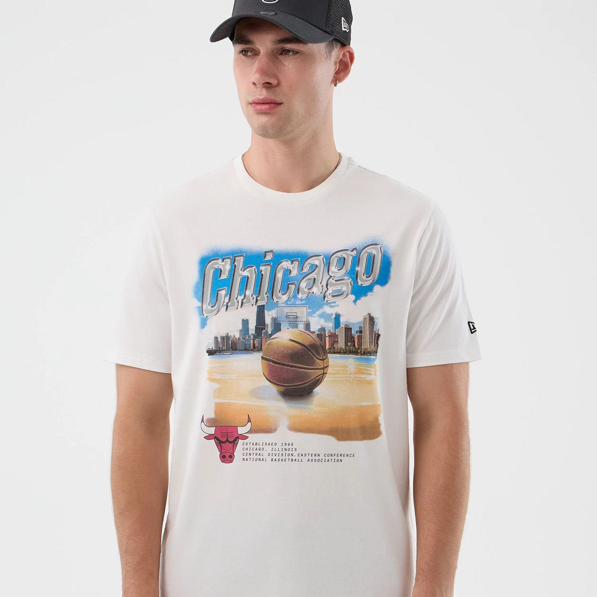 Chicago Bulls NBA Beach Graphic White T-Shirt-kentox