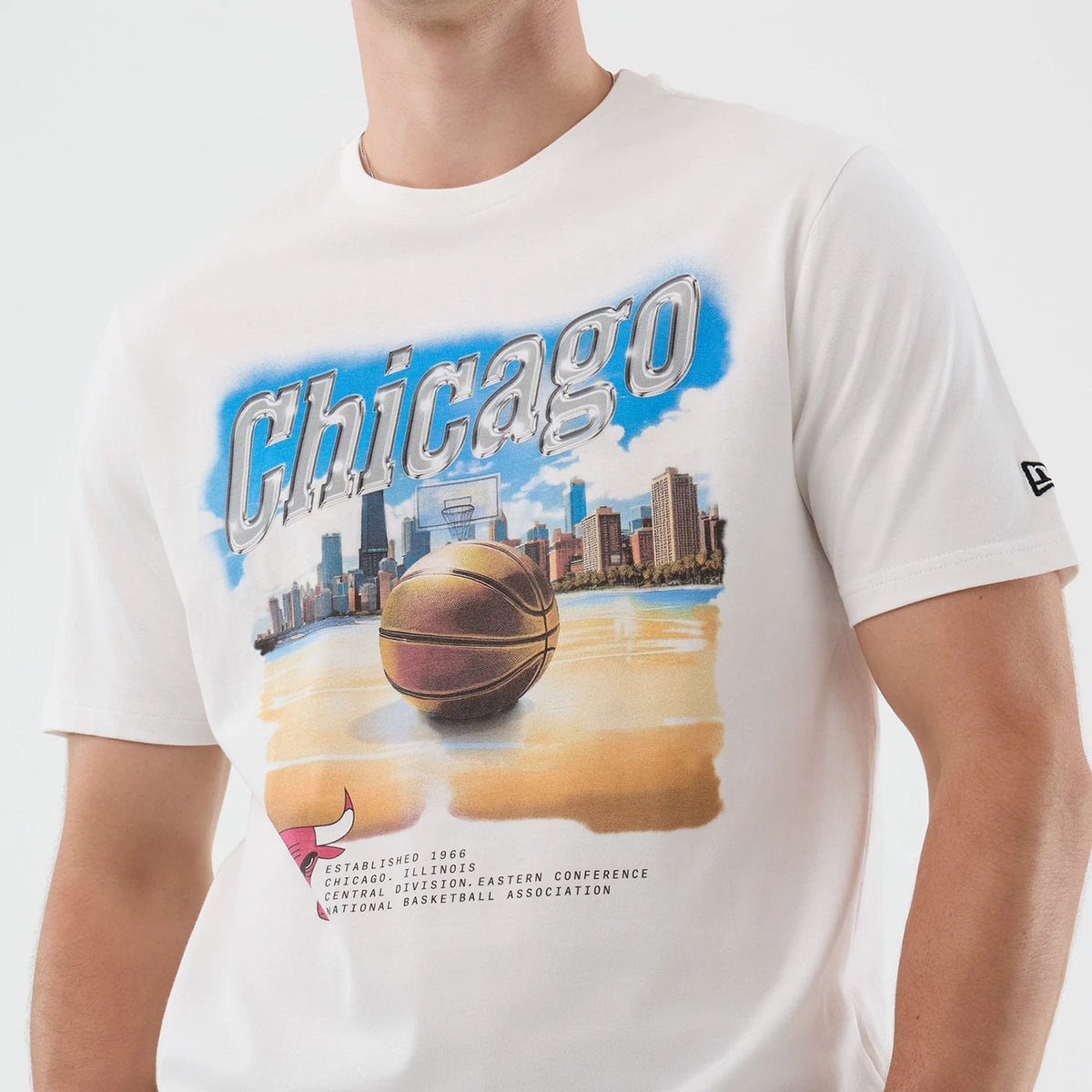Chicago Bulls NBA Beach Graphic White T-Shirt-kentox
