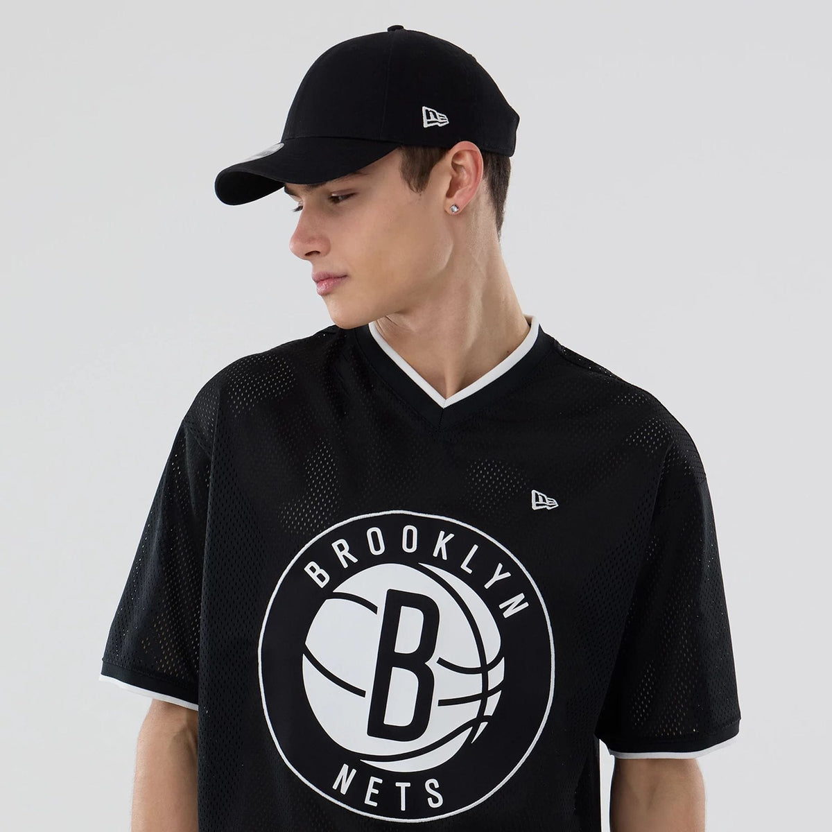 Brooklyn Nets NBA Mesh Black Oversized T-Shirt-kentox