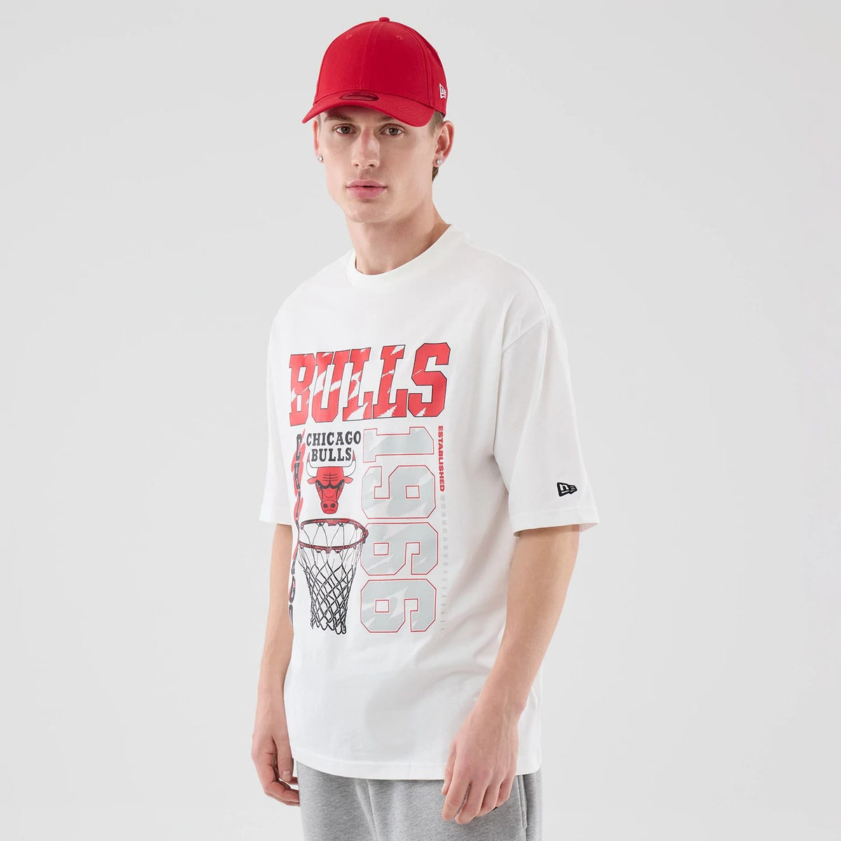 Chicago Bulls NBA Basketball Graphic White Oversized T-Shirt-kentox