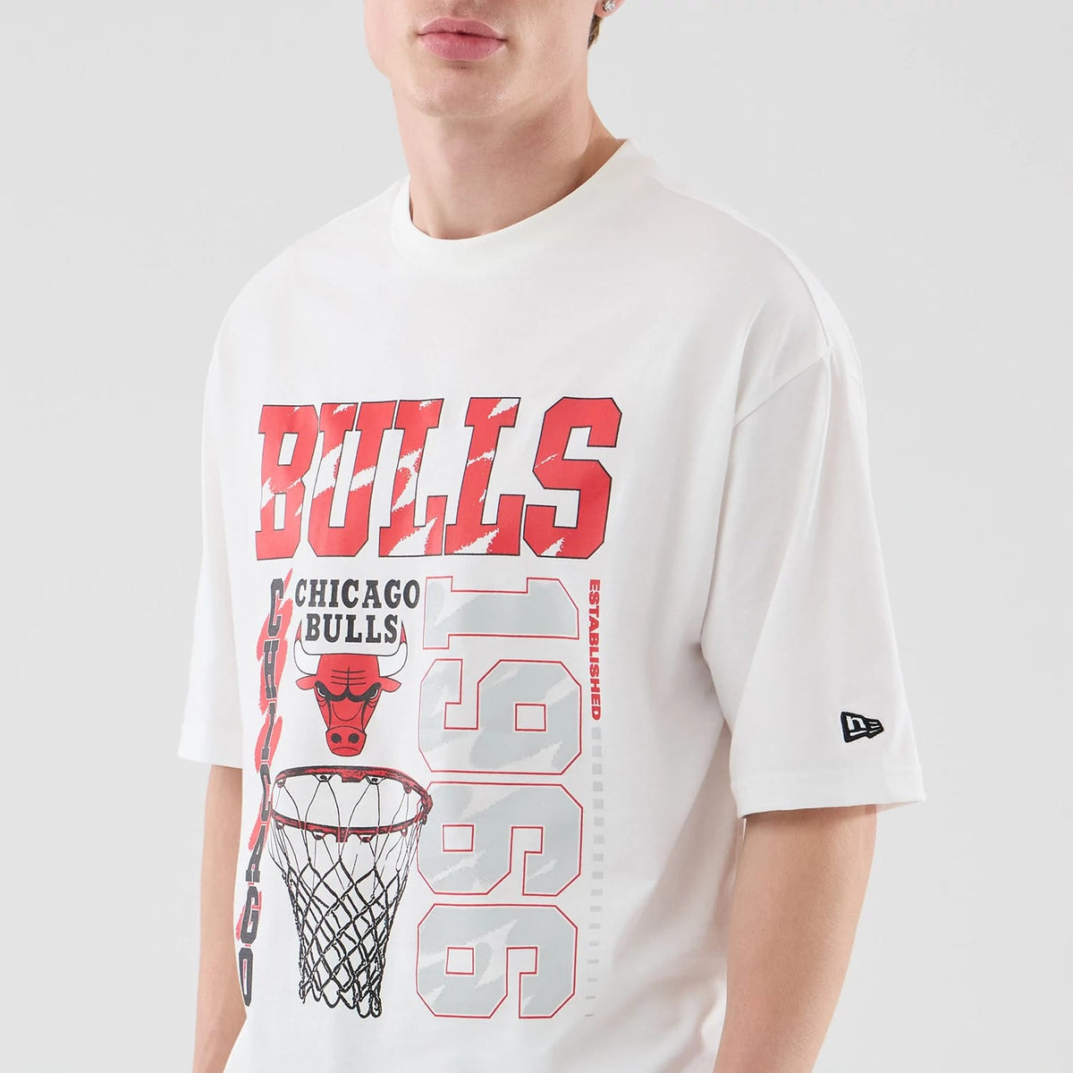 Chicago Bulls NBA Basketball Graphic White Oversized T-Shirt-kentox
