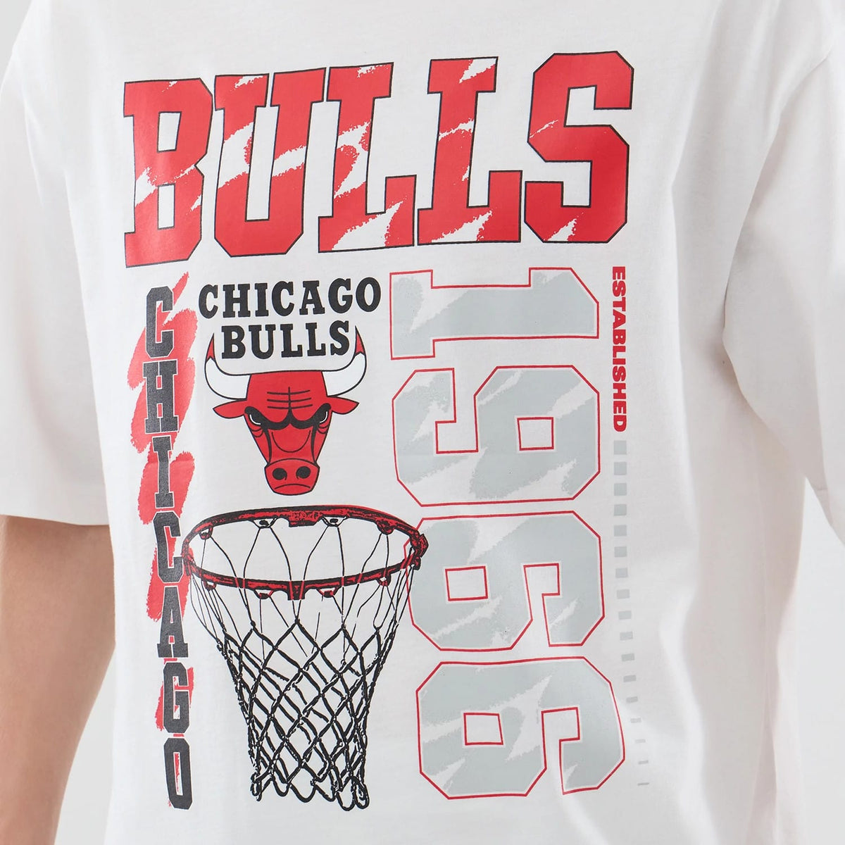 Chicago Bulls NBA Basketball Graphic White Oversized T-Shirt-kentox