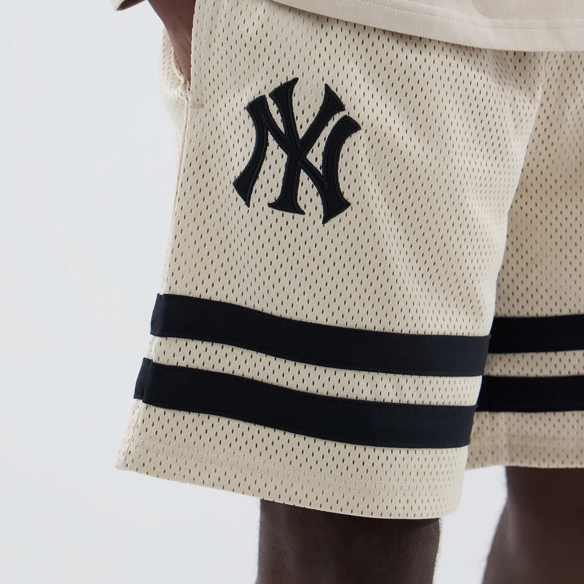 New York Yankees MLB Light Beige Oversized Mesh Shorts-kentox