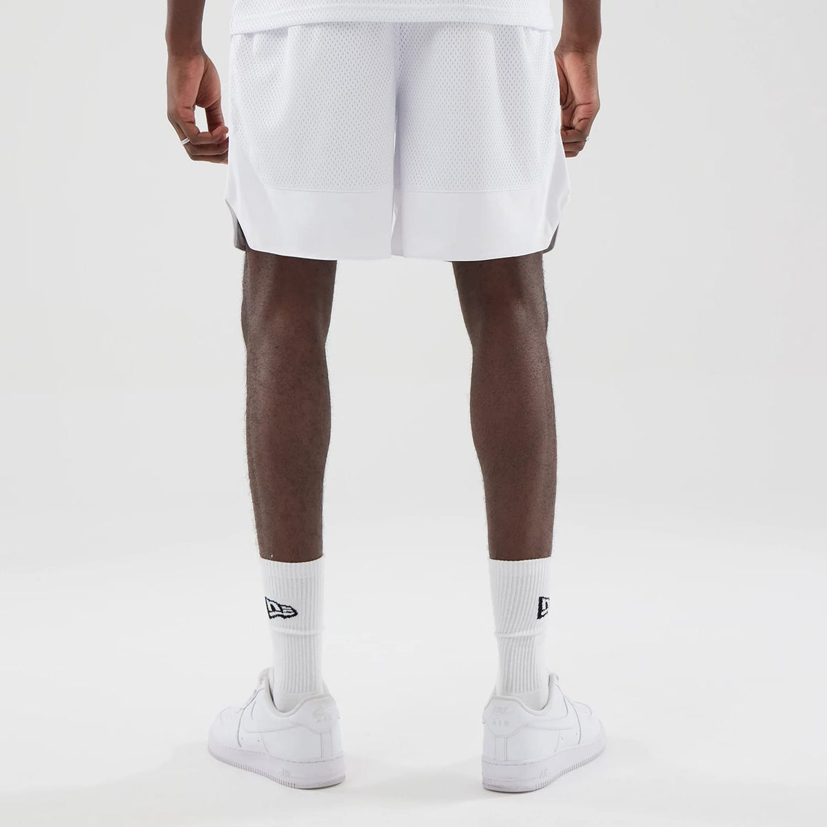 New Era Mesh White Oversized Shorts-kentox